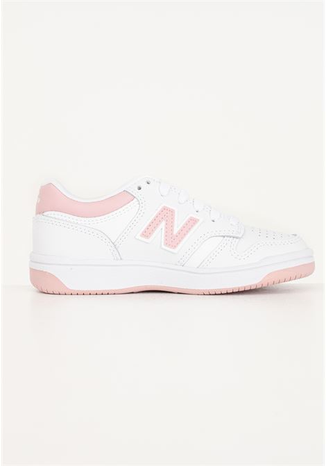 Pink and white girls' sneakers with New Balance 480 laces NEW BALANCE | PSB480OPWHITE